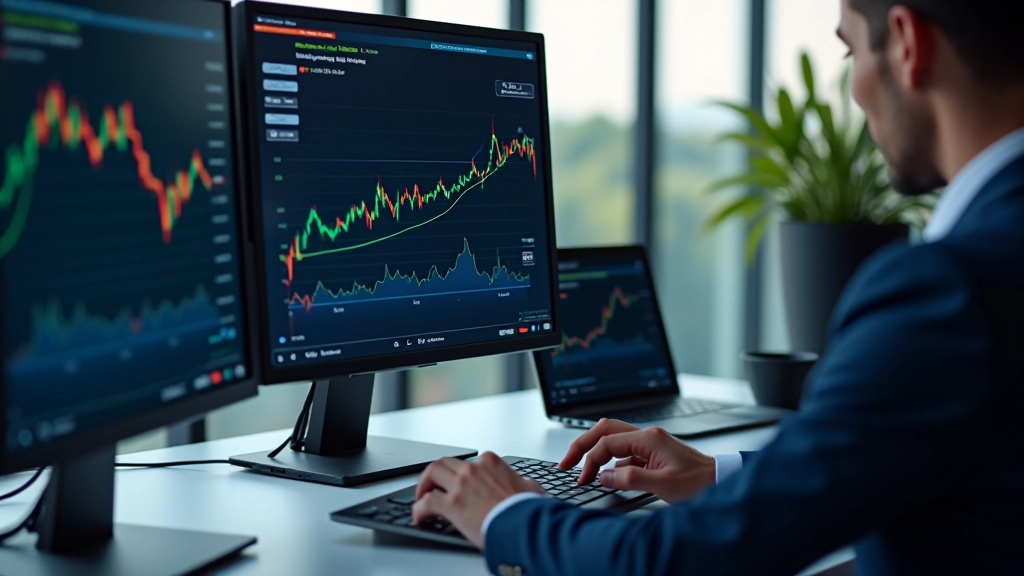 Écran d'ordinateur affichant des graphiques de marché et des données financières en temps réel